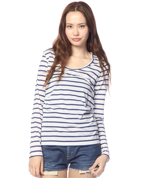 Chico（チコ）の「ﾎﾞｰﾀﾞｰﾛﾝTｼｬﾂ（Tシャツ/カットソー・レディース・ベージュ系その他/イエロー/レッド/ブルー/ブラック・FREE）」の3枚目の写真