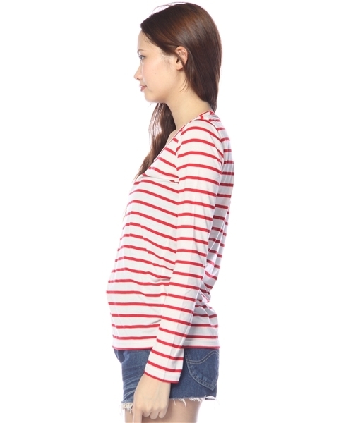 Chico（チコ）の「ﾎﾞｰﾀﾞｰﾛﾝTｼｬﾂ（Tシャツ/カットソー・レディース・ベージュ系その他/イエロー/レッド/ブルー/ブラック・FREE）」の9枚目の写真