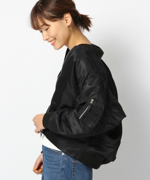 laboratory work（ラボラトリーワーク）の「ＢＩＧスリーブＭＡ－1（MA-1・レディース・ブラック/カーキ・MEDIUM）」の2枚目の写真