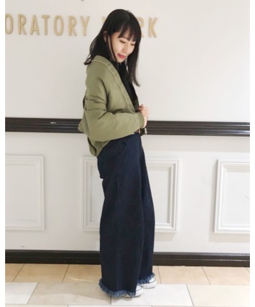 laboratory work（ラボラトリーワーク）の「ＢＩＧスリーブＭＡ－1（MA-1・レディース・ブラック/カーキ・MEDIUM）」の17枚目の写真