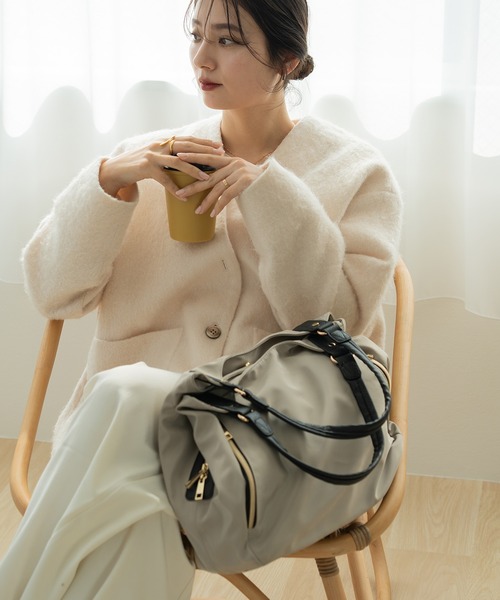 Rename（リネーム）の「Rename 軽量 ゴールドファスナー 高密度 ナイロン トートバッグ（トートバッグ・レディース・ネイビー/カーキ/ブラック/ベージュ/ブラック系その他/グレー/ライトベージュ/モカ/グレイッシュベージュ・FREE）」の7枚目の写真