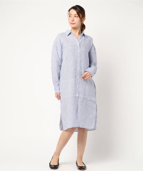 セール ロングシャツ ストライプ ワンピース Long Shirt Stripe One Piece ワンピース Yanuk ヤヌーク のファッション通販 Zozotown