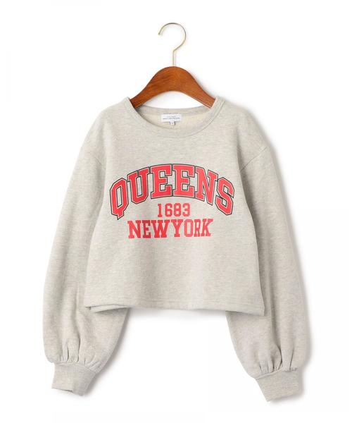 green label relaxing（グリーンレーベルリラクシング）の「【ジュニア】カレッジプリントボリュームソデプルオーバー ◆（スウェット・キッズ・グレー/イエロー・145/155）」の2枚目の写真