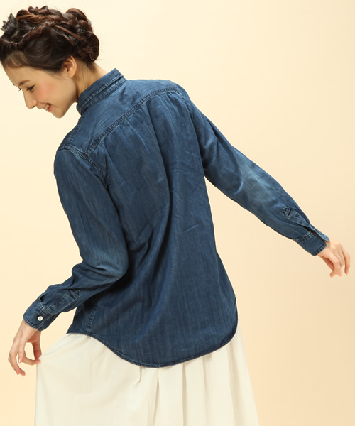 coen(コーエン)の「デニムワークシャツ(シャツ/ブラウス・レディース・Navy・MEDIUM/LARGE)」の6枚目の写真