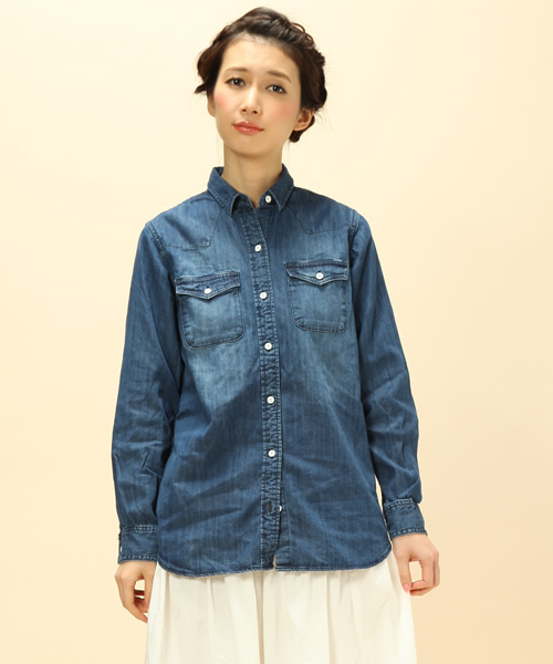 coen(コーエン)の「デニムワークシャツ(シャツ/ブラウス・レディース・Navy・MEDIUM/LARGE)」の7枚目の写真