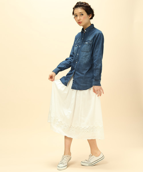 coen(コーエン)の「デニムワークシャツ(シャツ/ブラウス・レディース・Navy・MEDIUM/LARGE)」の8枚目の写真