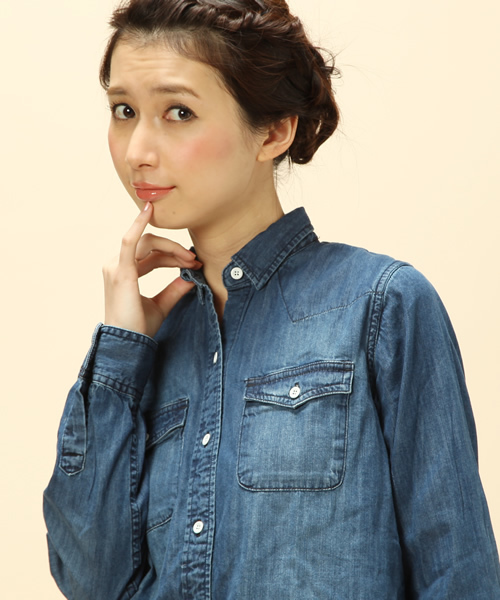 coen(コーエン)の「デニムワークシャツ(シャツ/ブラウス・レディース・Navy・MEDIUM/LARGE)」の9枚目の写真