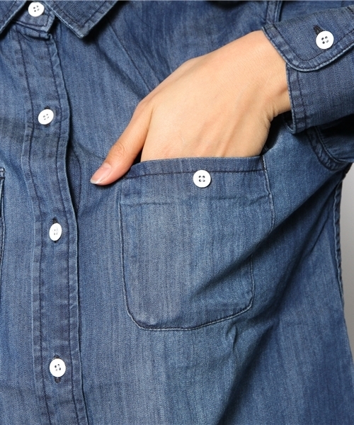 coen(コーエン)の「デニムワークシャツ(シャツ/ブラウス・レディース・Navy・MEDIUM/LARGE)」の19枚目の写真