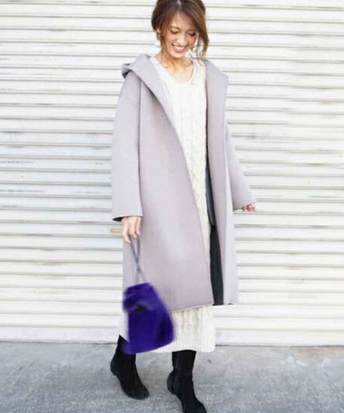 M y u(ミュー)の「フーディ バックフリルコーディガン(その他アウター・レディース・ブラック/ベージュ/チャコールグレー・FREE)」の3枚目の写真