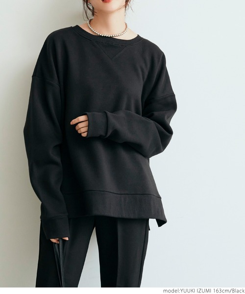 coca（coca）（コカ）の「裏起毛サイドスリットスウェットトップス（スウェット・レディース・ブラック/グレー/アイボリー/チャコール/ブラウン・ONE SIZE）」の20枚目の写真