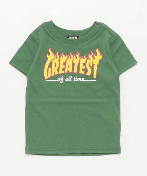 G.O.A.T(ゴート)の「吸水速乾 ファイアーロゴ Tシャツ(110~130cm)(Tシャツ/カットソー・キッズ・カーキ/オフホワイト/ネイビー・110/130/120)」の1枚目の写真