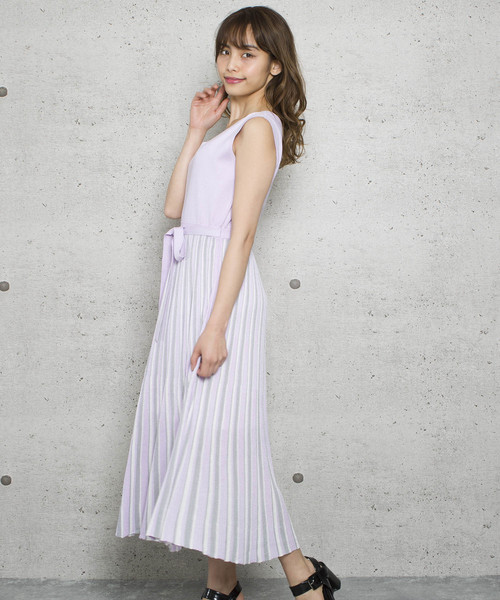 LUGG NAGG(ラグナグ)の「【Jewelobe/ ジュエローブ】ストライプノースリーブニットワンピース(ワンピース・レディース・パープル/ブルー/ベージュ・FREE)」の5枚目の写真