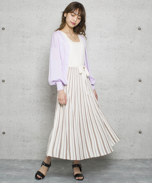 LUGG NAGG(ラグナグ)の「【Jewelobe/ ジュエローブ】ストライプノースリーブニットワンピース(ワンピース・レディース・パープル/ブルー/ベージュ・FREE)」の10枚目の写真