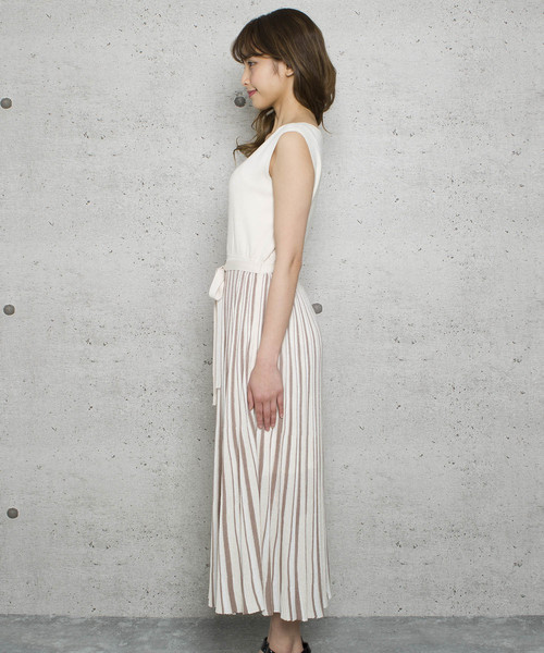 LUGG NAGG(ラグナグ)の「【Jewelobe/ ジュエローブ】ストライプノースリーブニットワンピース(ワンピース・レディース・パープル/ブルー/ベージュ・FREE)」の8枚目の写真