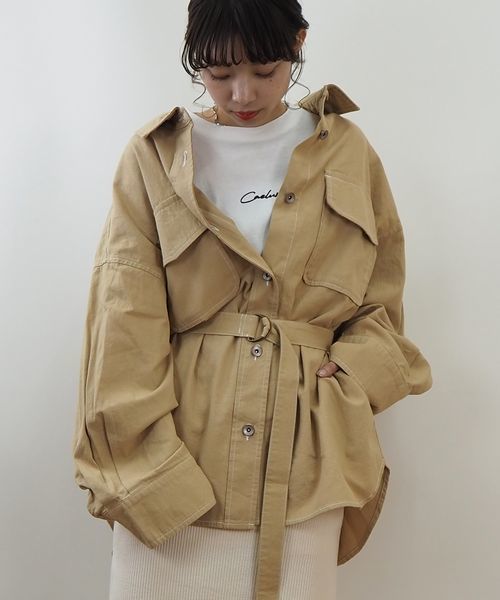 tiptop(ティップトップ)の「ベルト付きビッグシャツ【ZOZOTOWN限定アイテム】(シャツ/ブラウス)」|ベージュ