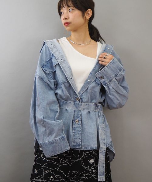 tiptop(ティップトップ)の「ベルト付きビッグシャツ【ZOZOTOWN限定アイテム】(シャツ/ブラウス)」|サックスブルー