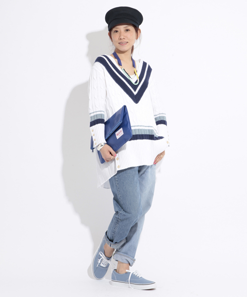 BEAMS BOY(ビームスボーイ)の「Cableami×BEAMS BOY / ブレード キャスケット(キャスケット・レディース・イエロー/ネイビー・ONE SIZE)」の4枚目の写真