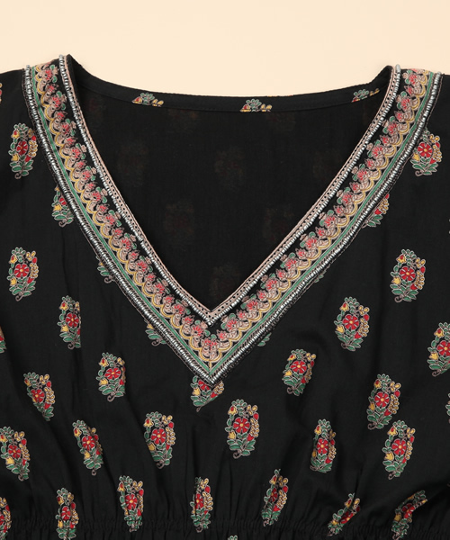 green label relaxing(グリーンレーベルリラクシング)の「INDIA FLW/PRT BEADS ワンピース(ワンピース・レディース・オフホワイト/ブラック/イエロー・FREE)」の12枚目の写真