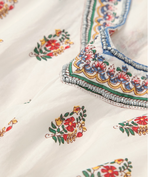 green label relaxing(グリーンレーベルリラクシング)の「INDIA FLW/PRT BEADS ワンピース(ワンピース・レディース・オフホワイト/ブラック/イエロー・FREE)」の8枚目の写真