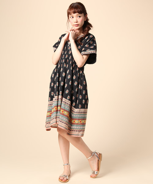 green label relaxing(グリーンレーベルリラクシング)の「INDIA FLW/PRT BEADS ワンピース(ワンピース・レディース・オフホワイト/ブラック/イエロー・FREE)」の14枚目の写真