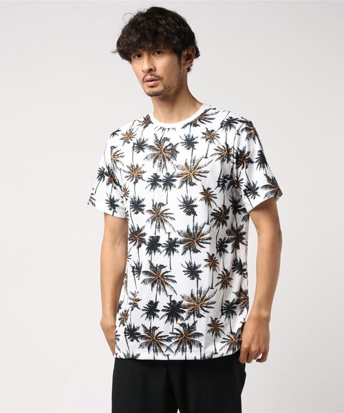 おしゃれスタ(オシャレスタ)の「パームツリープリントクルーネックTシャツ(KU)(Tシャツ/カットソー・メンズ・ホワイト/ブラック・M/L)」の14枚目の写真