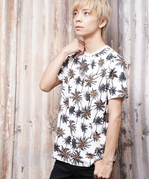 おしゃれスタ(オシャレスタ)の「パームツリープリントクルーネックTシャツ(KU)(Tシャツ/カットソー・メンズ・ホワイト/ブラック・M/L)」の12枚目の写真