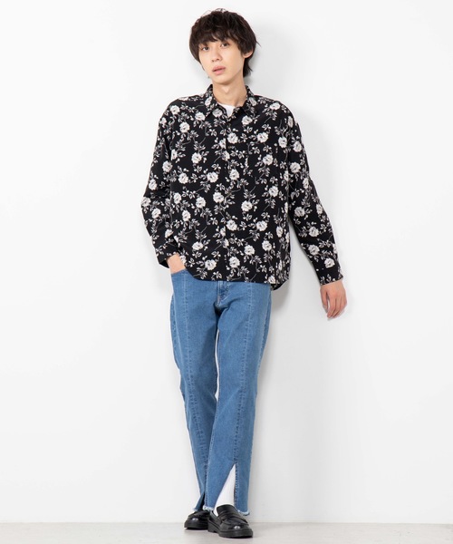 WEGO（ウィゴー）の「WEGO/ダークフラワーシャツ（シャツ/ブラウス・メンズ・ブラック/ブラック系その他・MEDIUM/LARGE）」の8枚目の写真