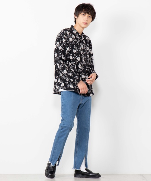 WEGO（ウィゴー）の「WEGO/ダークフラワーシャツ（シャツ/ブラウス・メンズ・ブラック/ブラック系その他・MEDIUM/LARGE）」の4枚目の写真