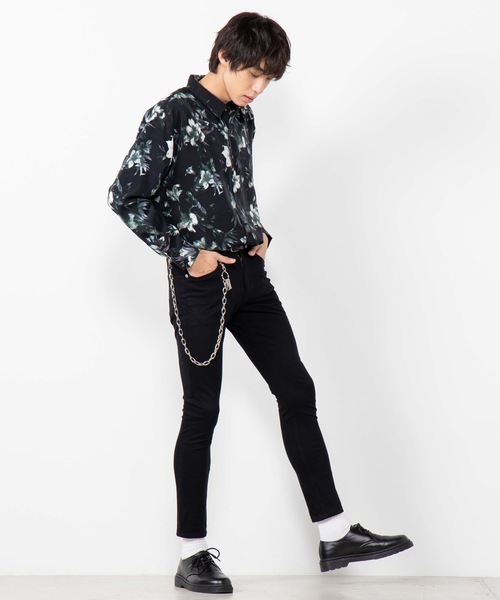 WEGO（ウィゴー）の「WEGO/ダークフラワーシャツ（シャツ/ブラウス・メンズ・ブラック/ブラック系その他・MEDIUM/LARGE）」の3枚目の写真