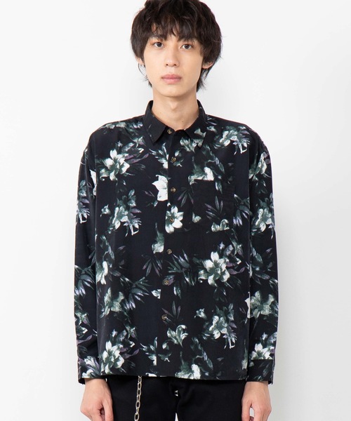 WEGO（ウィゴー）の「WEGO/ダークフラワーシャツ（シャツ/ブラウス・メンズ・ブラック/ブラック系その他・MEDIUM/LARGE）」の9枚目の写真