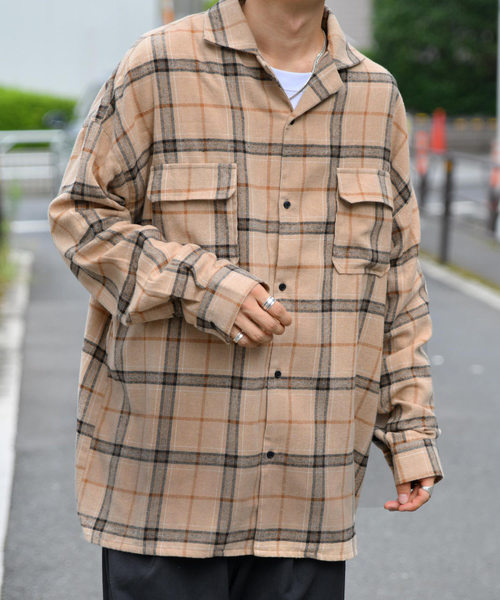 kutir（クティール）の「アソートオープンカラーシャツ（シャツ/ブラウス・メンズ・チャコールグレー/ブラック/ベージュ/ネイビー/グレー/ライトベージュ/グレイッシュベージュ・MEDIUM/LARGE）」の5枚目の写真