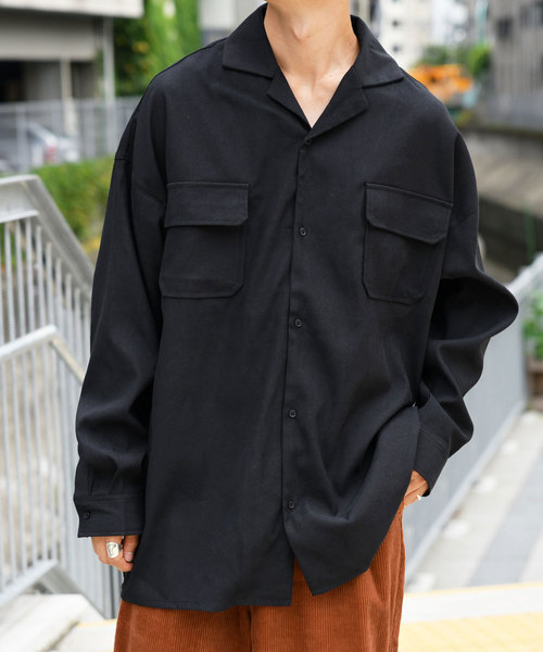 kutir（クティール）の「アソートオープンカラーシャツ（シャツ/ブラウス・メンズ・チャコールグレー/ブラック/ベージュ/ネイビー/グレー/ライトベージュ/グレイッシュベージュ・MEDIUM/LARGE）」の2枚目の写真