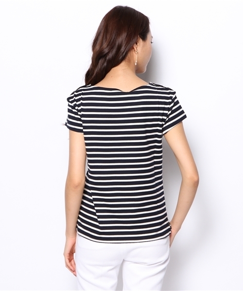 green label relaxing（グリーンレーベルリラクシング）の「GC カタアキ BOR S/SL POカットソー（Tシャツ/カットソー・レディース・オフホワイト/ブラック/コバルトブルー・フリー）」の10枚目の写真