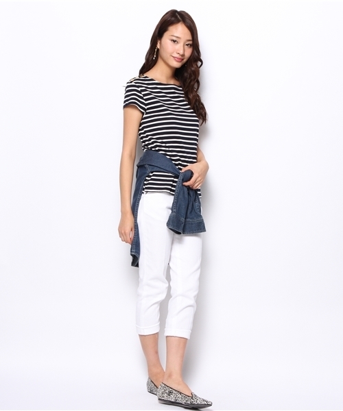 green label relaxing（グリーンレーベルリラクシング）の「GC カタアキ BOR S/SL POカットソー（Tシャツ/カットソー・レディース・オフホワイト/ブラック/コバルトブルー・フリー）」の11枚目の写真