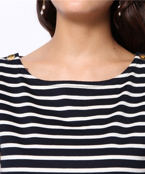 green label relaxing（グリーンレーベルリラクシング）の「GC カタアキ BOR S/SL POカットソー（Tシャツ/カットソー・レディース・オフホワイト/ブラック/コバルトブルー・フリー）」の12枚目の写真