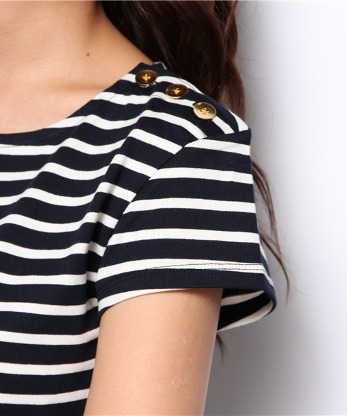 green label relaxing（グリーンレーベルリラクシング）の「GC カタアキ BOR S/SL POカットソー（Tシャツ/カットソー・レディース・オフホワイト/ブラック/コバルトブルー・フリー）」の4枚目の写真