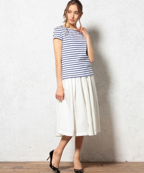 green label relaxing（グリーンレーベルリラクシング）の「GC カタアキ BOR S/SL POカットソー（Tシャツ/カットソー・レディース・オフホワイト/ブラック/コバルトブルー・フリー）」の6枚目の写真