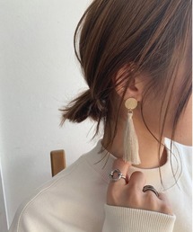 ゴールド レース タッセル ピアス