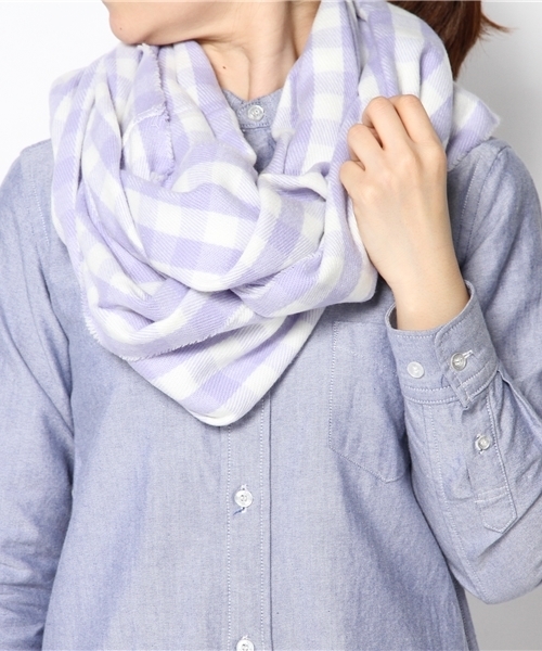 WEGO（ウィゴー）の「WEGO/ギンガムチェックスヌード（ストール/ショール・レディース・パープル/サックスブルー・FREE）」の3枚目の写真