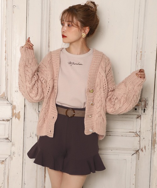 one after another NICE CLAUP(ワンアフターアナザーナイスクラップ)の「太ベルト付きフリルショートパンツ(その他パンツ・レディース・ブラック系その他/ブラウン/ブラウン系その他/カーキ・FREE)」の15枚目の写真