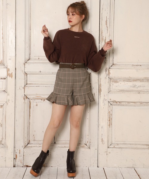 one after another NICE CLAUP(ワンアフターアナザーナイスクラップ)の「太ベルト付きフリルショートパンツ(その他パンツ・レディース・ブラック系その他/ブラウン/ブラウン系その他/カーキ・FREE)」の18枚目の写真