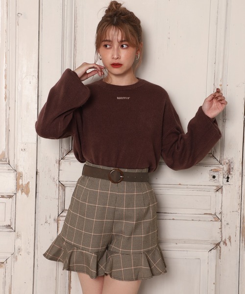 one after another NICE CLAUP(ワンアフターアナザーナイスクラップ)の「太ベルト付きフリルショートパンツ(その他パンツ・レディース・ブラック系その他/ブラウン/ブラウン系その他/カーキ・FREE)」の16枚目の写真