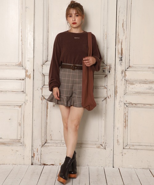 one after another NICE CLAUP(ワンアフターアナザーナイスクラップ)の「太ベルト付きフリルショートパンツ(その他パンツ・レディース・ブラック系その他/ブラウン/ブラウン系その他/カーキ・FREE)」の20枚目の写真