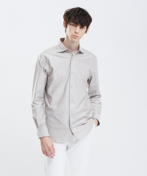 RECENCY OF MINE（リーセンシー オブ マイン）の「【Recency of Mine】コンパクトモックロディ無地シャツ（ビジネスシャツ・メンズ・サックスブルー/ホワイト/ブラウン/ベージュ・44/46/48/50）」の3枚目の写真