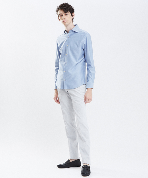 RECENCY OF MINE（リーセンシー オブ マイン）の「【Recency of Mine】コンパクトモックロディ無地シャツ（ビジネスシャツ・メンズ・サックスブルー/ホワイト/ブラウン/ベージュ・44/46/48/50）」の13枚目の写真