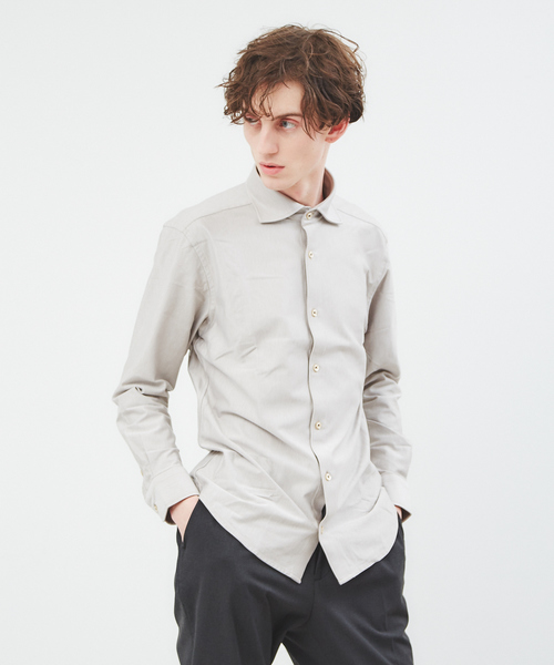 RECENCY OF MINE（リーセンシー オブ マイン）の「【Recency of Mine】コンパクトモックロディ無地シャツ（ビジネスシャツ・メンズ・サックスブルー/ホワイト/ブラウン/ベージュ・44/46/48/50）」の6枚目の写真