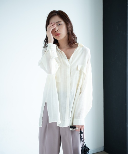 Aunt Marie's（アントマリーズ）の「AUNT MARIE'S シアーロングスリーブシャツ（シャツ/ブラウス・レディース・ブラック/ベージュ/ライトグリーン/ナチュラル・FREE）」の17枚目の写真