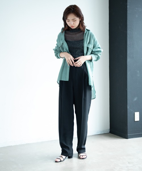 Aunt Marie's（アントマリーズ）の「AUNT MARIE'S シアーロングスリーブシャツ（シャツ/ブラウス・レディース・ブラック/ベージュ/ライトグリーン/ナチュラル・FREE）」の10枚目の写真