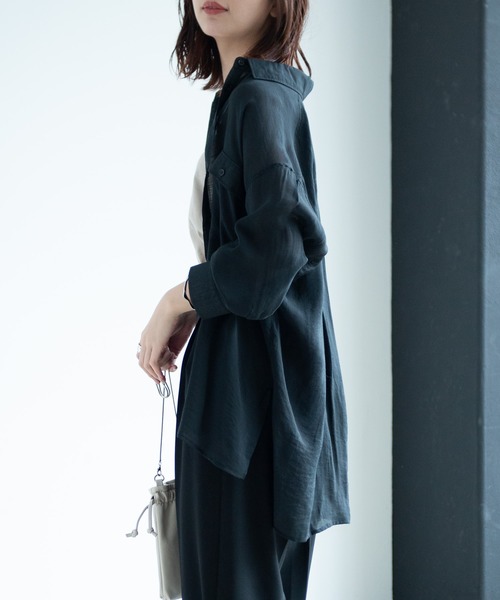 Aunt Marie's（アントマリーズ）の「AUNT MARIE'S シアーロングスリーブシャツ（シャツ/ブラウス・レディース・ブラック/ベージュ/ライトグリーン/ナチュラル・FREE）」の14枚目の写真