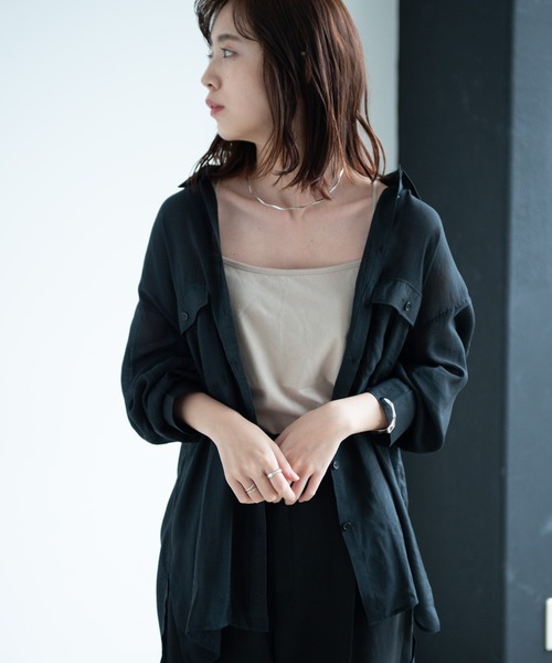 Aunt Marie's（アントマリーズ）の「AUNT MARIE'S シアーロングスリーブシャツ（シャツ/ブラウス・レディース・ブラック/ベージュ/ライトグリーン/ナチュラル・FREE）」の12枚目の写真